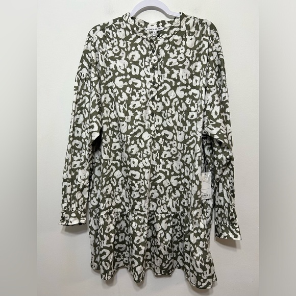 New! Elizabeth and James Animal Print Ruffled Peasant Mini Dress Size XL - Picture 2 of 12